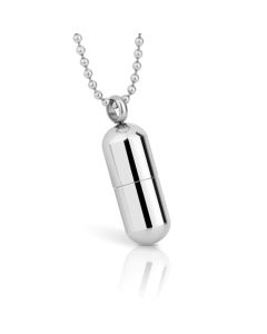 LGT Jewels heren ketting Edelstaal Pill Case Zilverkleurig
