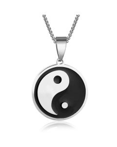 LGT Jewels heren ketting Edelstaal Yin Yang Zilverkleurig