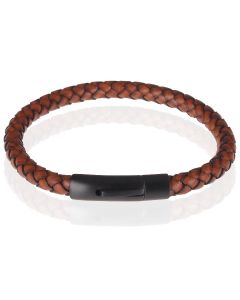 LGT Jewels leren armband Stalen sluiting Bruin Zwart