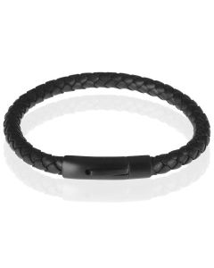 LGT Jewels leren armband Stalen sluiting Zwart