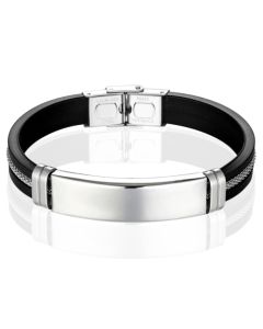 LGT Jewels Siliconen armband Heren RVS ID Zilverkleurig Zwart