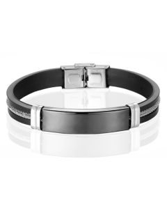 LGT Jewels Siliconen armband Heren RVS ID Zwart