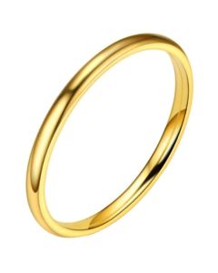 LGT Jewels smalle stalen ring Goudkleurig 2mm