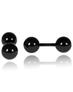 LGT Jewels Stud oorbellen Dubbele Bol Zwart