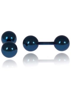LGT Jewels Stud oorbellen Dubbele Bol Blauw