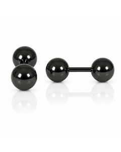LGT Jewels Stud oorbellen Dubbele Bol Zwart