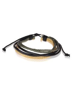 LGT Jewels verstelbare armband Zwart Leer Geel Groen Touw