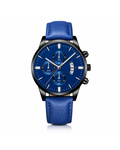 LGT JWLS Camden Blauw Zwart Herenhorloge met Blauwe Band en Blauwe Wijzerplaat