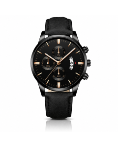 LGT JWLS Camden Zwart Roségoudkleurig Herenhorloge met Zwarte Band