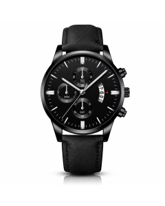 LGT JWLS Camden Zwart Zilverkleurig Herenhorloge met Zwarte Kast