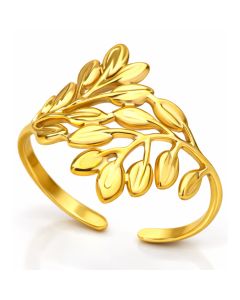 LGT JWLS Dames Ring One Size Goudkleurig Blad