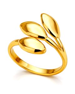 LGT JWLS Dames Ring One Size Goudkleurig Drie Bladeren