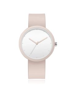 LGT JWLS Dameshorloge met Licht Roze Rubberen Band - Roze Horlogekast, Minimalistisch Design