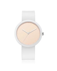 LGT JWLS Dameshorloge met Witte Rubberen Band - Witte Horlogekast met PVD Coating, Minimalistisch Design