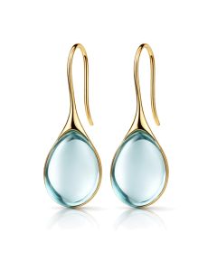 LGT JWLS Druppel Oorbellen voor Dames - Verguld met Lichtblauwe Zirkonia Druppelstenen