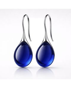 LGT JWLS Druppel Oorbellen voor Dames - Zilverkleurig met Blauwe Zirkonia Druppelstenen