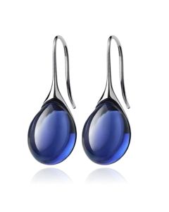 LGT JWLS Druppel Oorbellen voor Dames - Zilverkleurig met Blauwe Zirkonia Druppelstenen