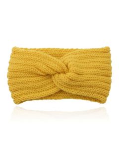 LGT JWLS Gebreide Hoofdband met Kruisknoop - Houdt Oren Warm - Geel