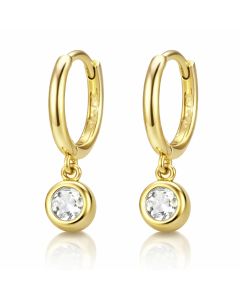 LGT JWLS Goudkleurige Oorringen met Hanger en Witte Zirkonia