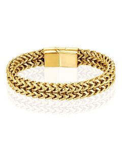 LGT JWLS Heren Armband - Dubbele Curb Chain van Edelstaal, Goud