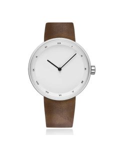 LGT JWLS Herenhorloge met Bruine Leren Band en Witte Wijzerplaat