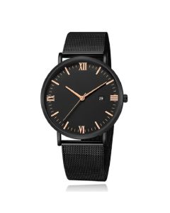 LGT JWLS Herenhorloge met Zwarte Mesh Band - Rose Goud Uuraanduiding