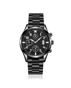 LGT JWLS Herenhorloge met Zwarte Metalen Band - Quartz Uurwerk