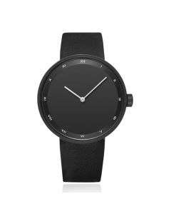 LGT JWLS Herenhorloge met Zwarte Wijzerplaat, Zwarte Behuizing en Lederen Band