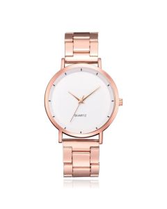 LGT JWLS Luxe Damespolshorloge - Rose Gouden Band en Behuizing, Wit Uurwerk