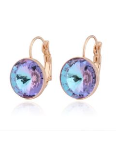 LGT JWLS Oorbellen Dames met Multicolor Glassteen en Roségouden Laagje