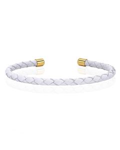 LGT JWLS Smalle Dames Armband van Wit Leer met Gouden Dopjes