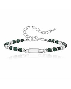 LGT JWLS Stalen Kralenarmband Groen Met Balkje