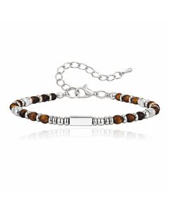 LGT JWLS Stalen Kralenarmband Tijgeroog Met Balkje