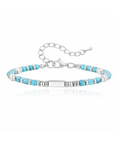 LGT JWLS Stalen Kralenarmband Turquoise Met Balkje