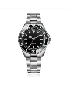 LGT JWLS Submariner Herenhorloge - Metalen Zilveren Schakelband, Zwart Duikboot-geïnspireerd Uurwerk