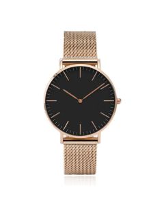 LGT JWLS Vintage Dameshorloge - Minimalistisch Quartz met Goudkleurige Band en Behuizing, Zwarte Wijzerplaat