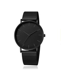 LGT JWLS Vintage Herenhorloge - Luxe Meshband - Helemaal Zwart - Zwarte Wijzerplaat