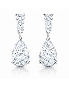 LGT JWLS Zilverkleurige Druppel Oorbellen met Heldere Zirkonia