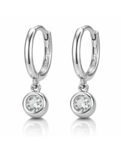 LGT JWLS Zilverkleurige Oorringen met Hanger en Witte Zirkonia