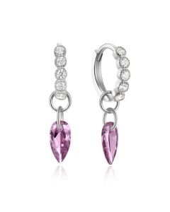 Luxe Elenza Zilveren Oorbellen met Paarse en Witte Zirkonia – Verfijnde Dames Sieraden