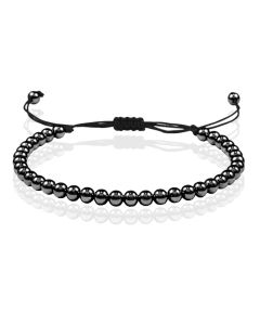 MacramÃ© Armband Dames - 5mm Zwarte Kralen