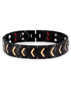 Magnetische energie armband Edelstaal Zwart Goudkleurig