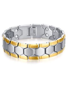 Magnetische heren armband Mendes Edelstaal Zilverkleurig Goudkleurig