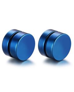 Magnetische Stud oorbellen Blauw 8mm