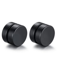 Magnetische Stud oorbellen Zwart 8mm