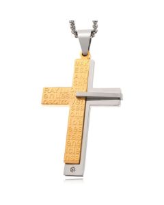 Mannen Venetiaanse Schakelketting met Goud en Zilverkleurig Kruis