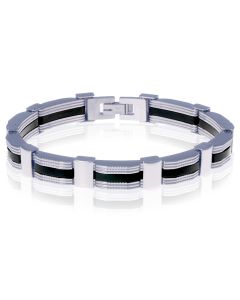 Mannen armband RVS met Rubber Schakel