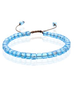 Memphis Bohemia Kralen Armband - 4mm Kristal Glas Blauw