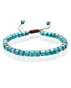 Memphis Bohemia Kralen Armband - 4mm Kristal Glas Turquoise