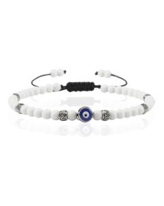 Memphis Evil Eye Armband met witte Porselein Kralen